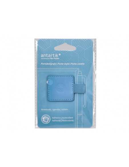 Portaboligrafo autoadhesivo antartik para cuaderno note con elastico hasta 15 mm grosor 80 mm azul claro 40x40