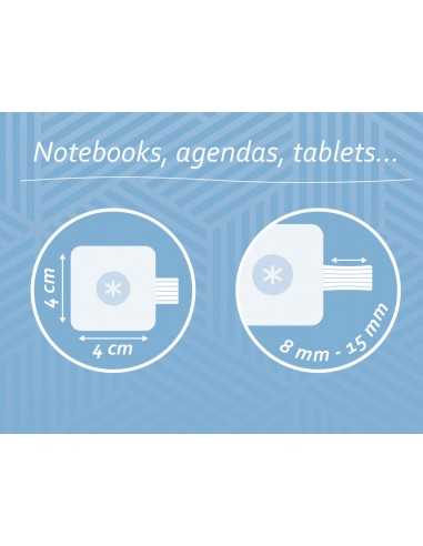 Portaboligrafo autoadhesivo antartik para cuaderno note con elastico hasta 15 mm grosor 80 mm azul claro 40x40
