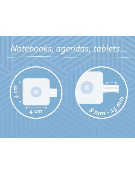 Portaboligrafo autoadhesivo antartik para cuaderno note con elastico hasta 15 mm grosor 80 mm azul claro 40x40 Portaboligrafo autoadhesivo antartik para cuaderno note con elastico hasta 15 mm grosor 80 mm azul claro 40x40