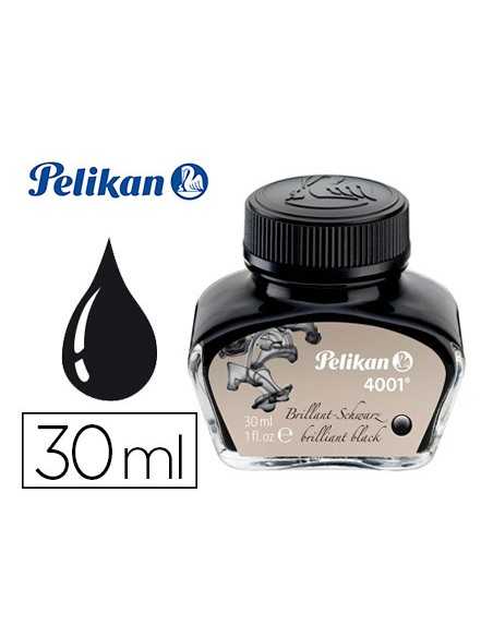 Tinta estilografica pelikan 4001 negro brillante bote 30 ml