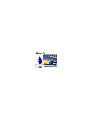 Tinta estilografica pelikan tp6 azul/negro caja de 6 cartuchos