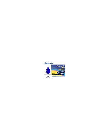 Tinta estilografica pelikan tp6 azul/negro caja de 6 cartuchos