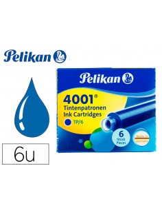 Tinta para plumas pelikan azul real caja 6 cartuchos