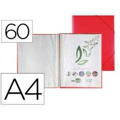 Carpeta liderpapel escaparate con espiral 60 fundas polipropileno din a4 rojo