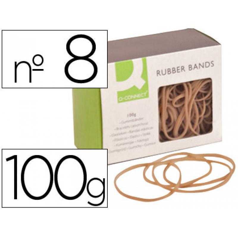 Gomillas elasticas q-connect 100 gr numero 8 80 x 2 mm