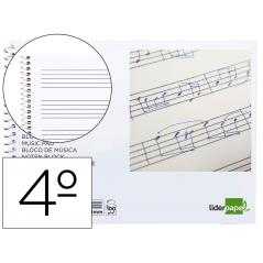 Bloc musica liderpapel pentagrama 4mm cuarto 20 hojas 100g/m2