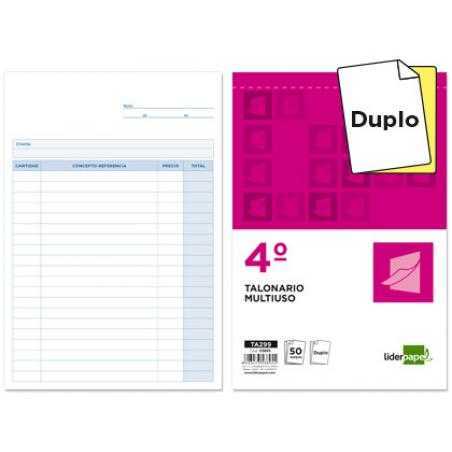 Talonario liderpapel multiusos cuarto original y copia t299