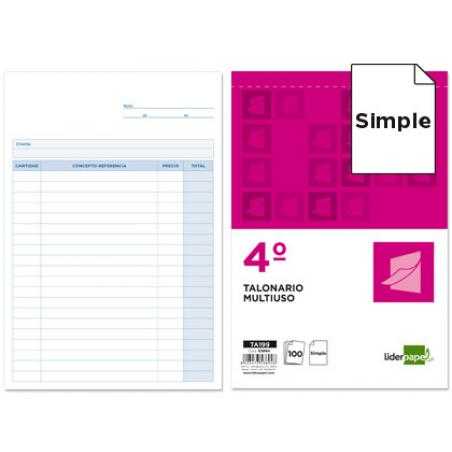 Talonario liderpapel multiusos cuarto original t199