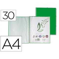 Carpeta liderpapel escaparate con espiral 30 fundas polipropileno din a4 verde