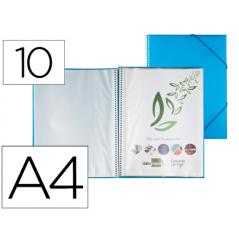 Carpeta liderpapel escaparate con espiral 10 fundas polipropileno din a4 azul