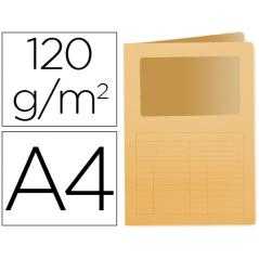 Subcarpeta cartulina q-connect din a4 naranja con ventana transparente 120 g/m2