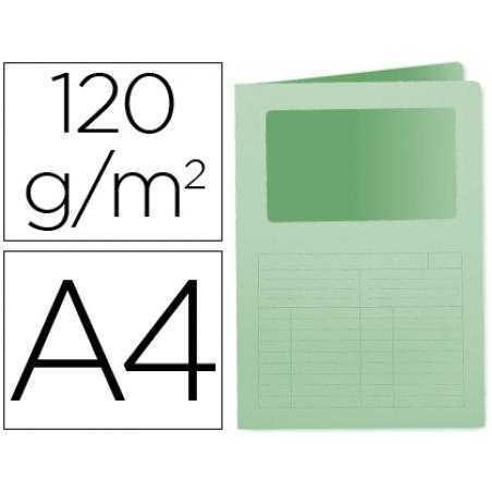 Subcarpeta cartulina q-connect din a4 verde con ventana transparente 120 gr