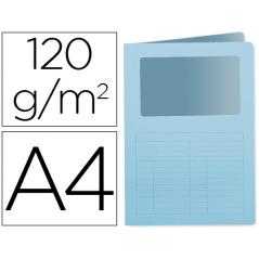 Subcarpeta cartulina q-connect din a4 azul con ventana transparente 120 g/m2