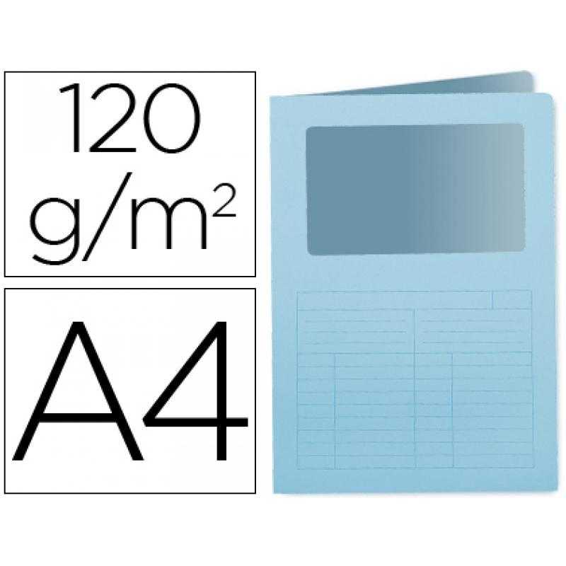 Subcarpeta cartulina q-connect din a4 azul con ventana transparente 120 g/m2