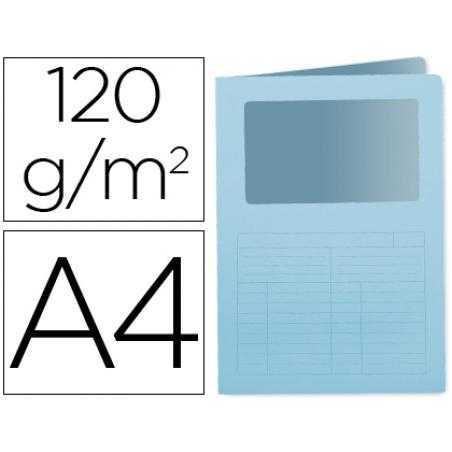 Subcarpeta cartulina q-connect din a4 azul con ventana transparente 120 g/m2