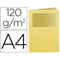 Subcarpeta cartulina q-connect din a4 amarilla con ventana transparente 120 g/m2