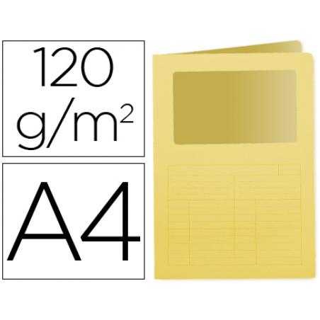 Subcarpeta cartulina q-connect din a4 amarilla con ventana transparente 120 g/m2