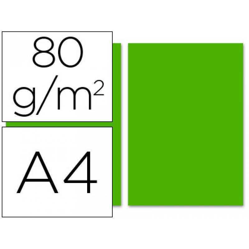 Papel color liderpapel a4 80g/m2 verde intenso paquete de 100