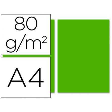 Papel color liderpapel a4 80g/m2 verde intenso paquete de 100