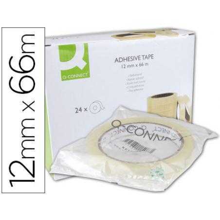 Cinta adhesiva q-connect transparente 66 mt x 12 mm encelofanada