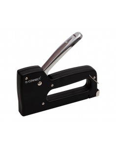 Grapadora q-connect clavadora manual ligera con cuerpo de plastico resistente color negro usa grapas 23/6-8