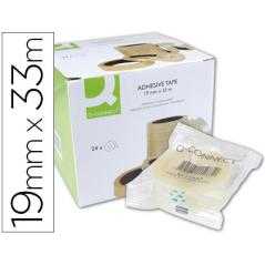 Cinta adhesiva q-connect transparente 33 mt x 19 mm encelofanada