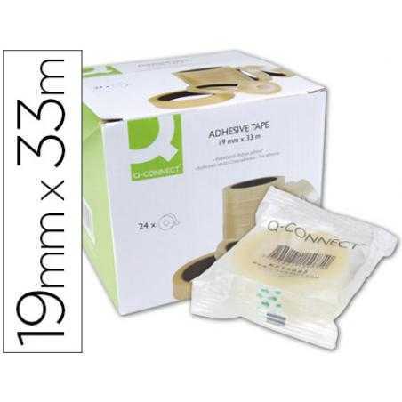 Cinta adhesiva q-connect transparente 33 mt x 19 mm encelofanada