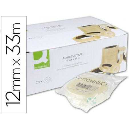 Cinta adhesiva q-connect transparente 33 mt x 12 mm encelofanada