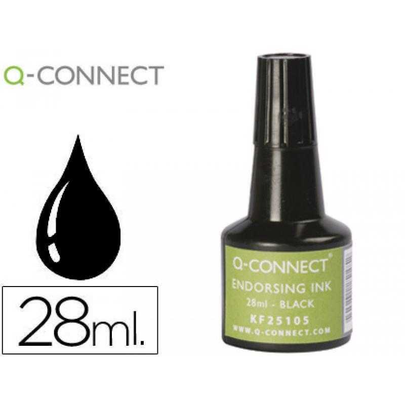 Tinta tampon q-connect negro bote 28 ml