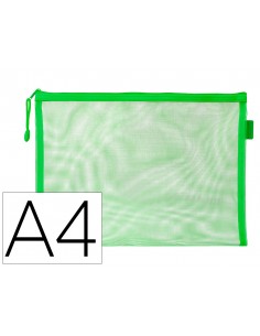 Bolsa zipper bag liderpapel poliester transpirable multiusos din a4 verde pastel