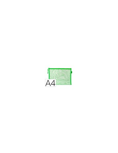 Bolsa zipper bag liderpapel poliester transpirable multiusos din a4 verde pastel