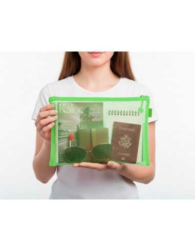 Bolsa zipper bag liderpapel poliester transpirable multiusos din a4 verde pastel