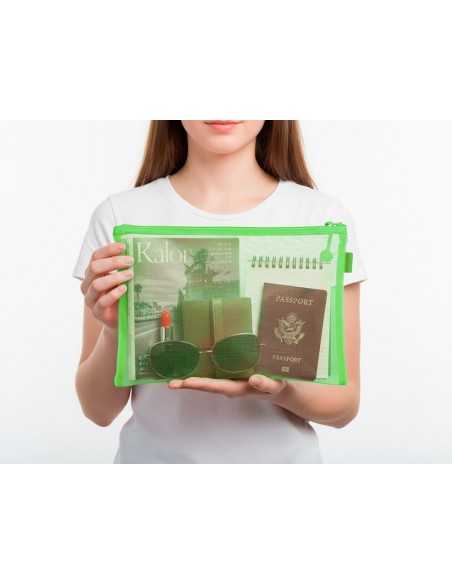 Bolsa zipper bag liderpapel poliester transpirable multiusos din a4 verde pastel Bolsa zipper bag liderpapel poliester transpirable multiusos din a4 verde pastel