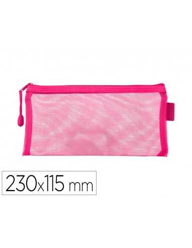 Bolsa zipper bag liderpapel poliester transpirable multiusos ticket 230x115 mm rosa