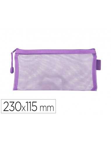 Bolsa zipper bag liderpapel poliester transpirable multiusos ticket 230x115 mm morado pastel