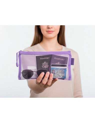 Bolsa zipper bag liderpapel poliester transpirable multiusos ticket 230x115 mm morado pastel