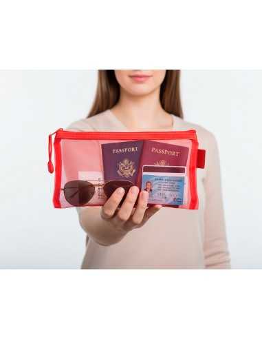 Bolsa zipper bag liderpapel poliester transpirable multiusos ticket 230x115 mm rojo
