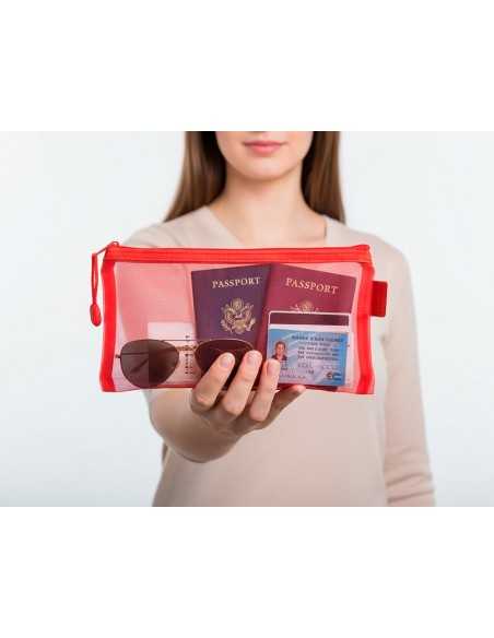 Bolsa zipper bag liderpapel poliester transpirable multiusos ticket 230x115 mm rojo