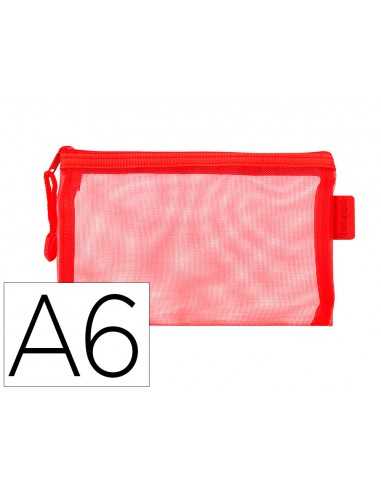 Bolsa zipper bag liderpapel poliester transpirable multiusos din a6 rojo