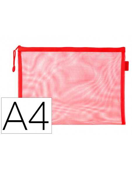 Bolsa zipper bag liderpapel poliester transpirable multiusos din a4 rojo