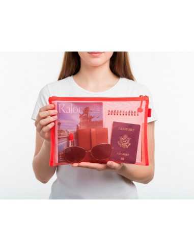 Bolsa zipper bag liderpapel poliester transpirable multiusos din a4 rojo