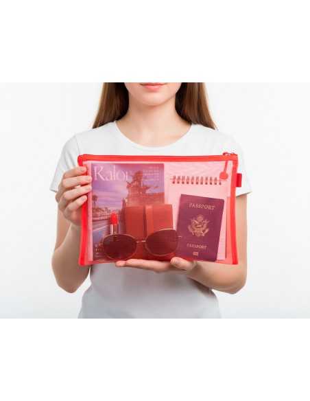 Bolsa zipper bag liderpapel poliester transpirable multiusos din a4 rojo