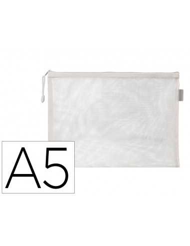 Bolsa zipper bag liderpapel poliester transpirable multiusos din a5 blanco