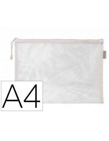 Bolsa zipper bag liderpapel poliester transpirable multiusos din a4 blanco