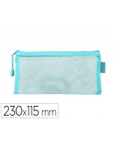Bolsa zipper bag liderpapel poliester transpirable multiusos ticket 230x115 mm azul pastel