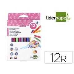 Rotulador liderpapel caja 12 colores