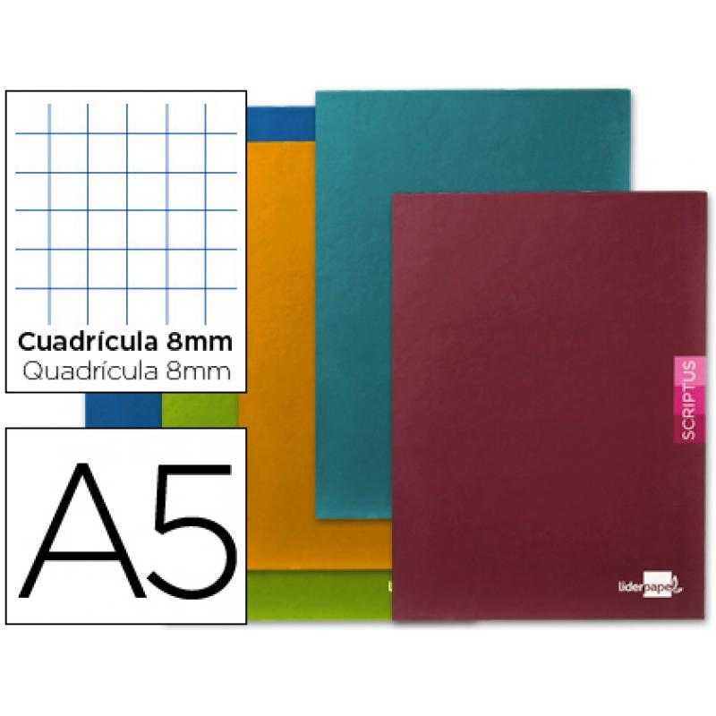 Libreta liderpapel scriptus a5 48 hojas 90g/m2 cuadro 8mm con margen