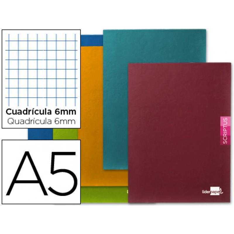 Libreta liderpapel scriptus a5 48 hojas 90g/m2 cuadro 6mm con margen