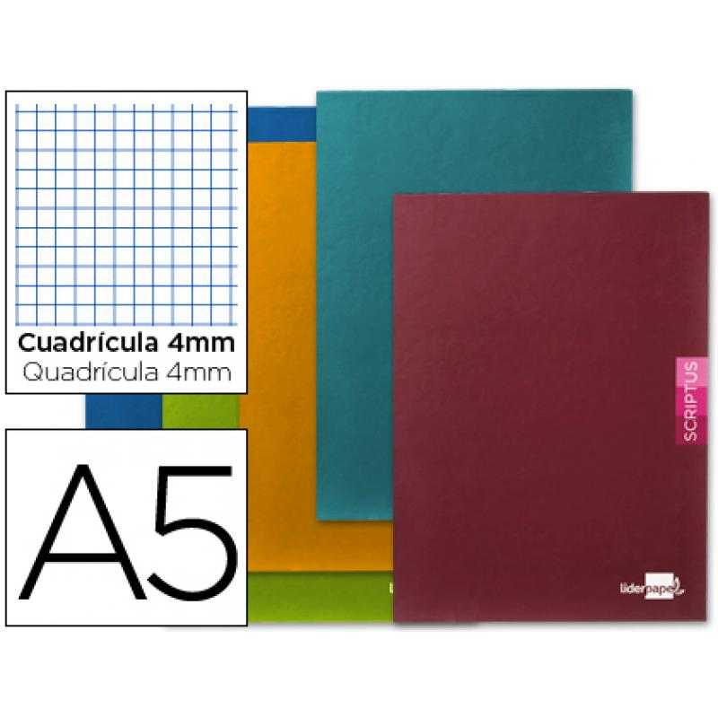 Libreta liderpapel scriptus a5 plus 48 hoj.90g/m2 cuadro 4mm con margen