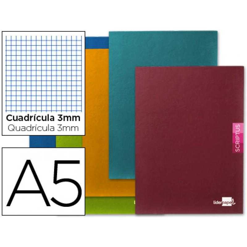 Libreta liderpapel scriptus a5 plus 48 hoj. 90g/m2 cuadro 3mmcon margen
